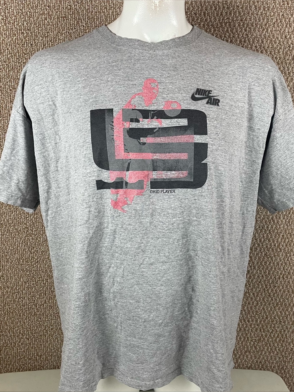 Vintage Nike Lebron King James TShirt Mens Xxl Gray Ohio Player Air Swoosh 303